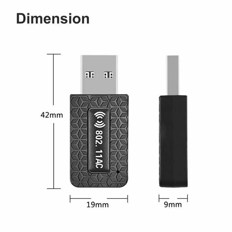 Ultra-Fast 1300Mbps USB 3.0 Dual Band Wireless WiFi Adapter for Desktops & Laptops