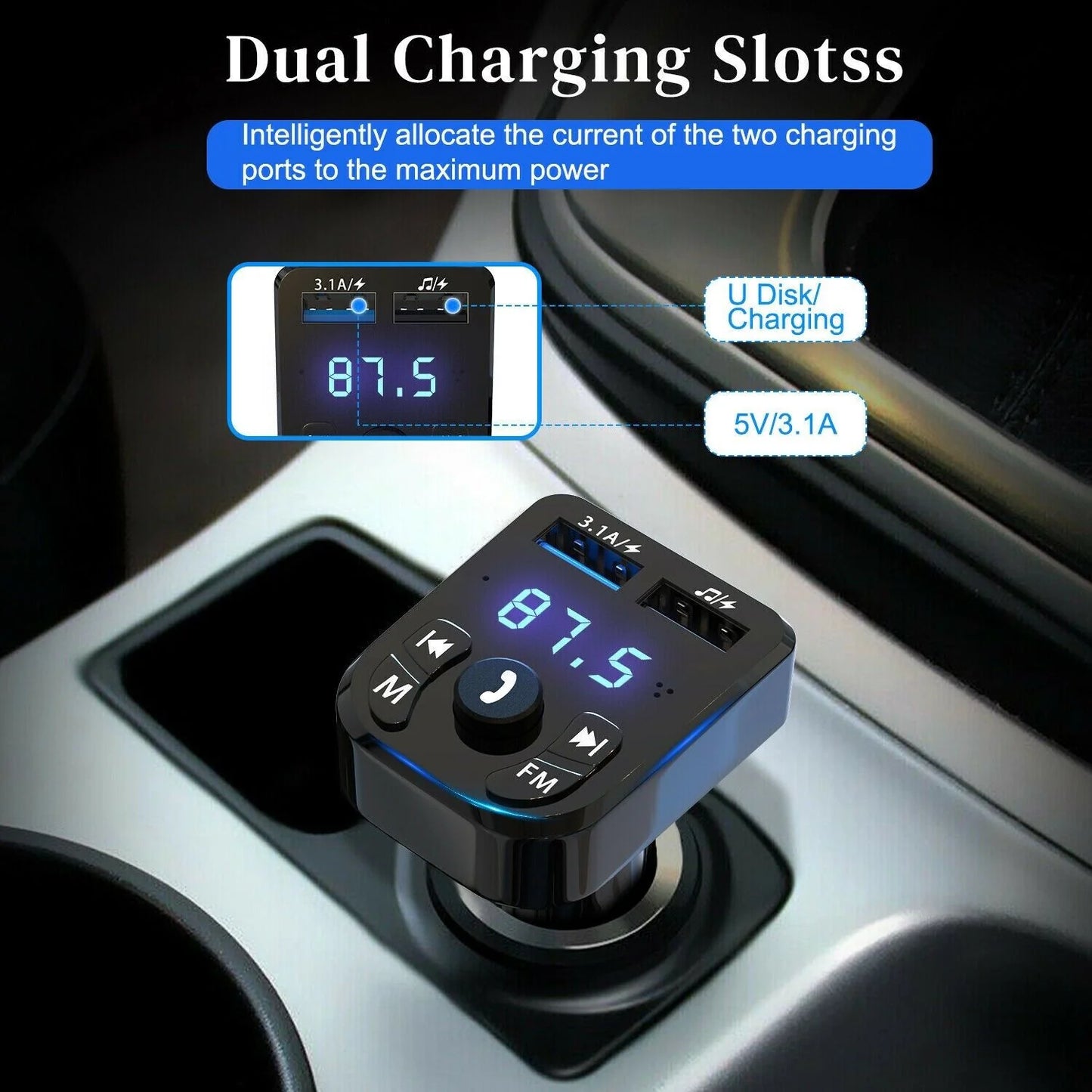 Upgrade Your Drive: Bluetooth FM Transmitter & USB Charger - Wireless Handsfree MP3 Audio Adapter for Cars