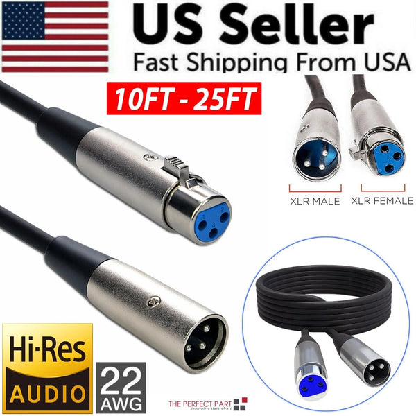Premium XLR Microphone Extension Cable - 3-Pin Male to Female Shielded Connector for Superior Sound Quality