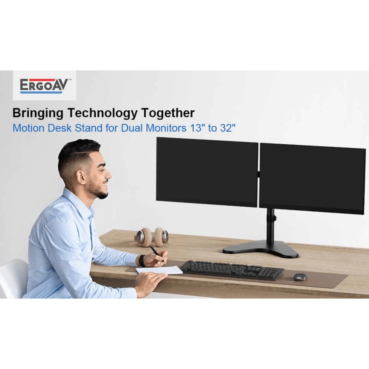 Transform Your Workspace with the Ergoav Dual Monitor Adjustable Desk Stand for 13" to 32" Screens!