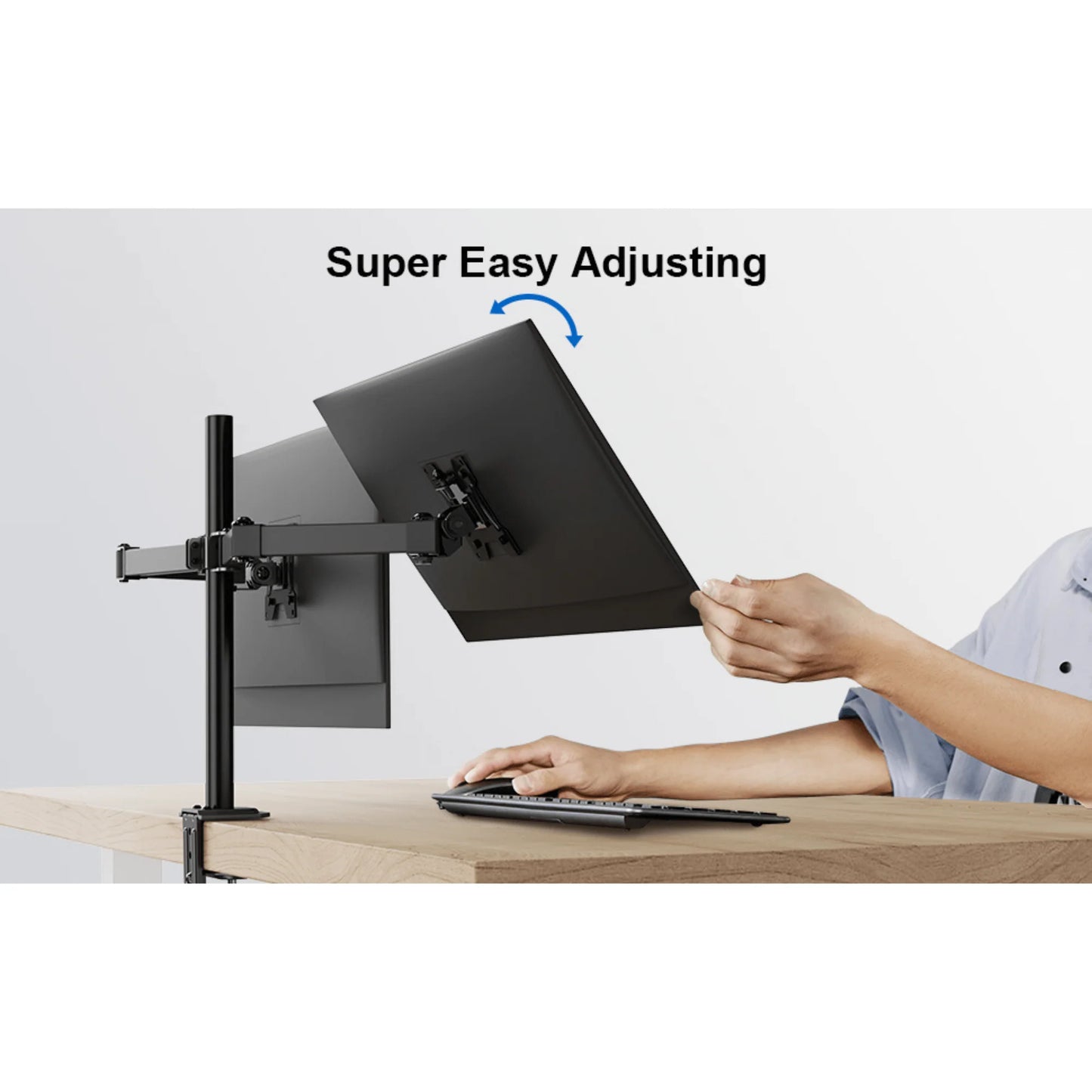 Ergoav Dual Monitor Adjustable Desk Stand - Ideal for 13" to 27" Screens, Holds Up to 17lbs