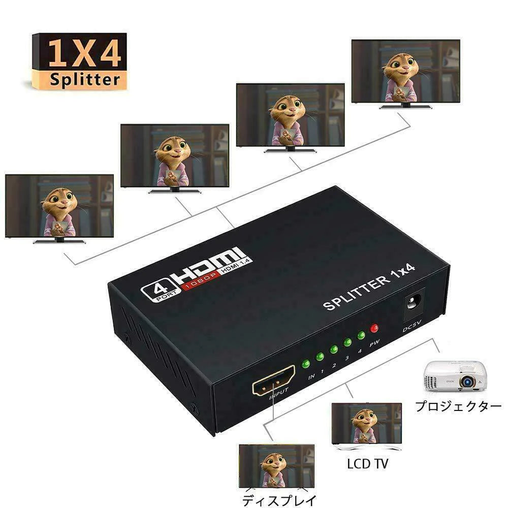 4-Port 4K HDMI Splitter & Amplifier - Seamless 1 Input to 4 Outputs for Stunning 3D HDTV & 1080P Experience