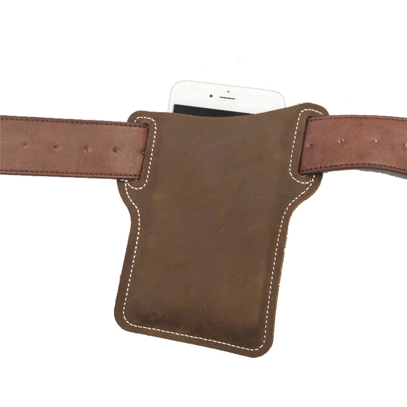 Sleek Men's Leather Waist Holster Pouch - Ultimate Convenience for Your Cell Phone and Essentials