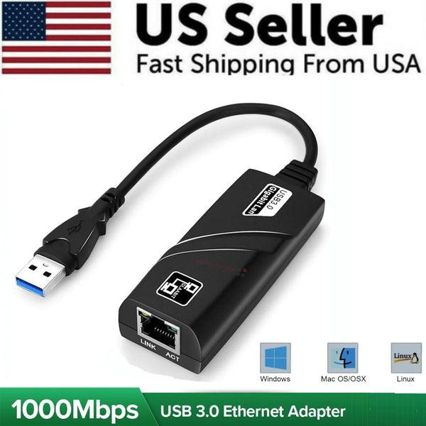 Ultra-Fast USB 3.0 Gigabit Ethernet Adapter - 1000Mbps RJ45 for Windows & Mac