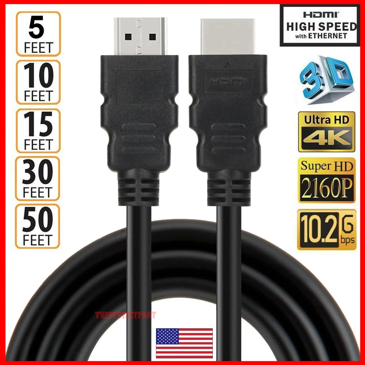 Ultra HD 4K HDMI 2.0 Cable - Lightning Fast 18Gbps, Stunning 2160P HDR, Dolby HDCP Compatible for Ultimate UHD Experience