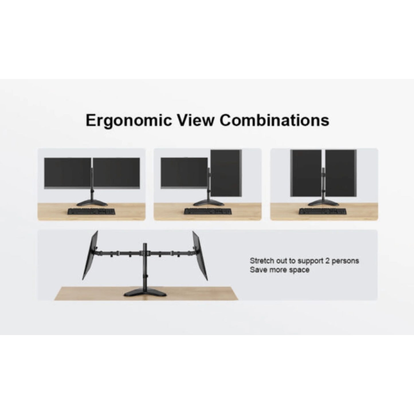 Transform Your Workspace with the Ergoav Dual Monitor Adjustable Desk Stand for 13" to 32" Screens!