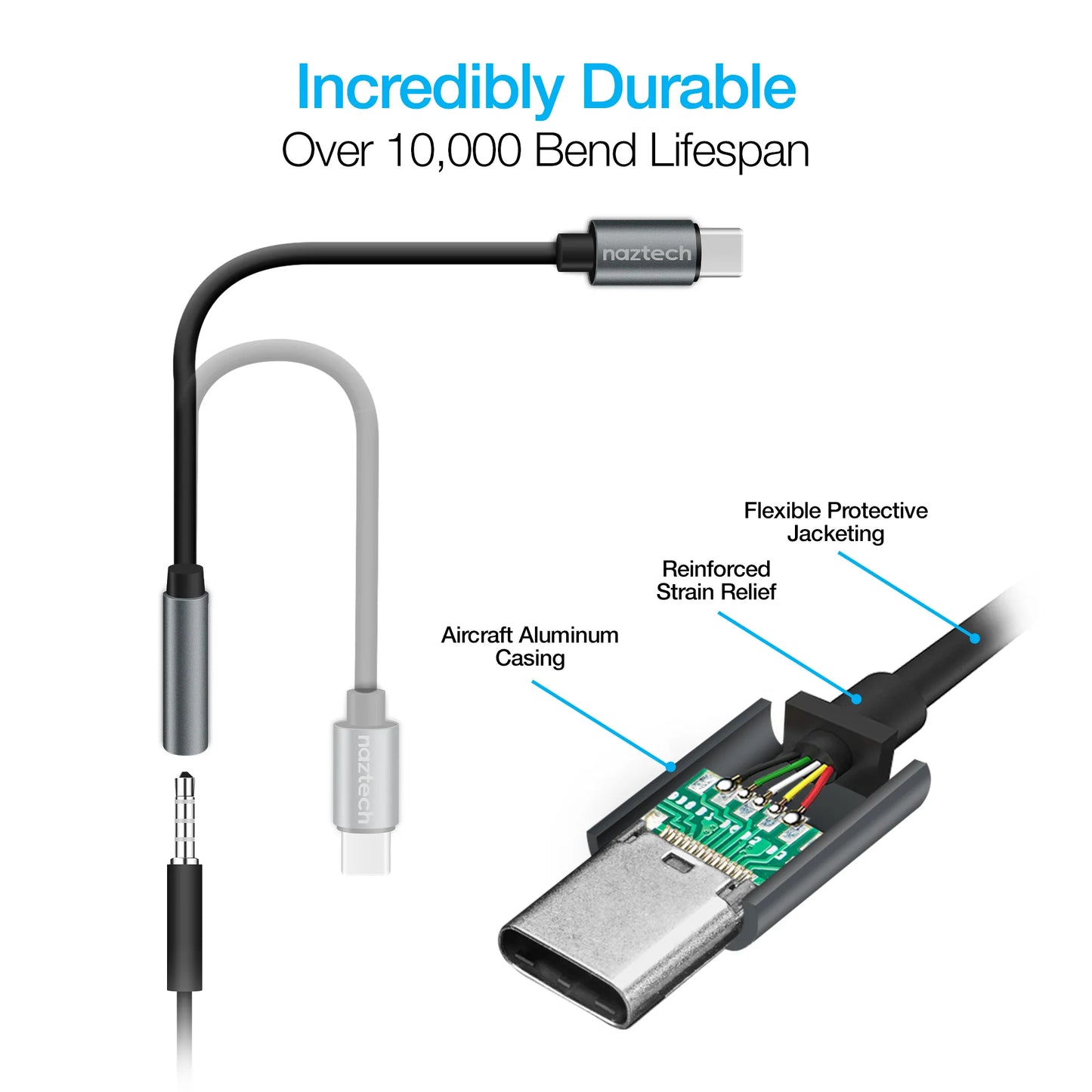 Naztech USB-C to 3.5mm Audio Adapter - Effortless Plug & Play Audio Solution