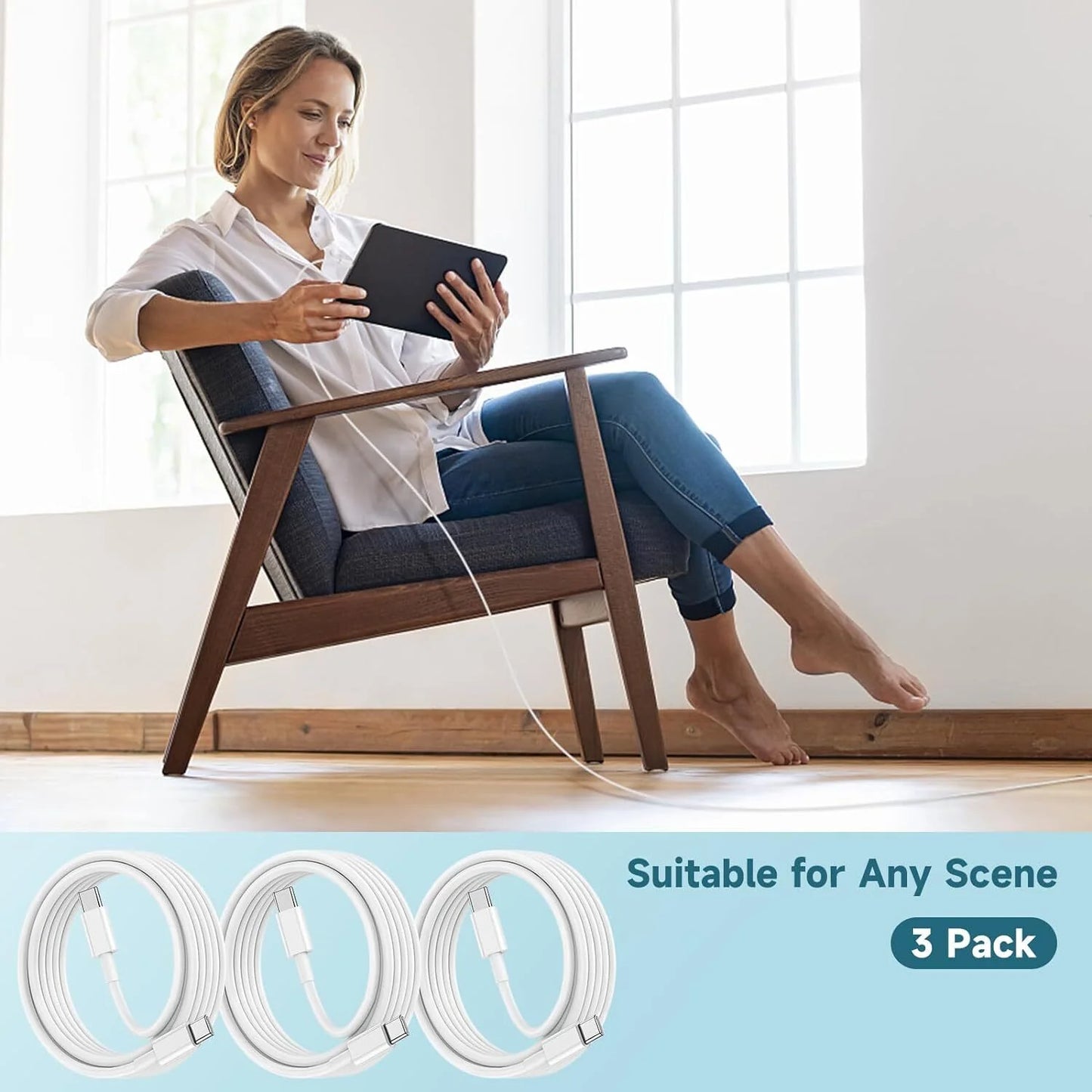 3-Pack 6FT USB-C Fast Charge Cables - Ultimate Rapid Charging Convenience!