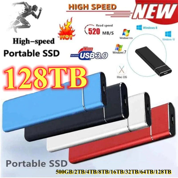 Ultra-Fast 128TB Portable SSD - Lightning Speed USB 3.0 External Solid State Drive for Ultimate Mobile Storage