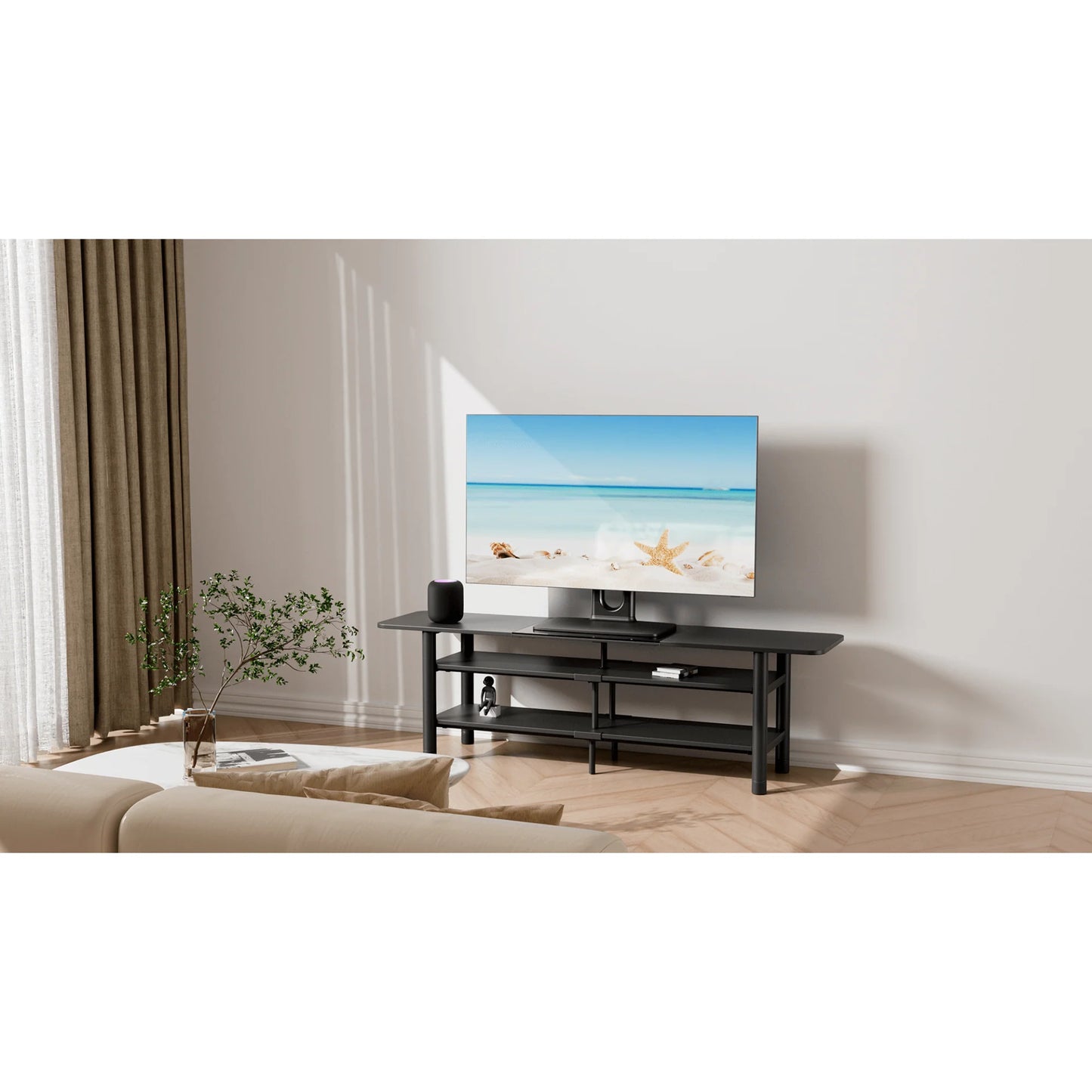 Ergoav Stylish Swivel TV Stand for 86" TVs with Convenient Storage Compartment