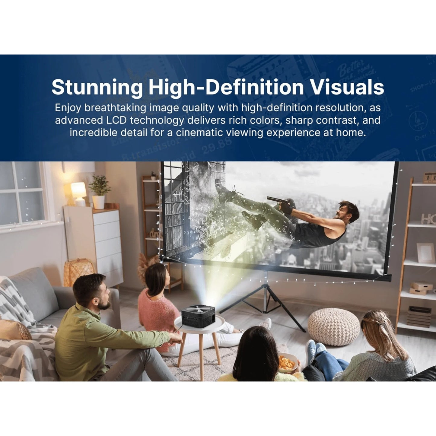 Ultimate 120" Home Theater LCD Projector with Built-in DVD Player for Unforgettable Movie Nights