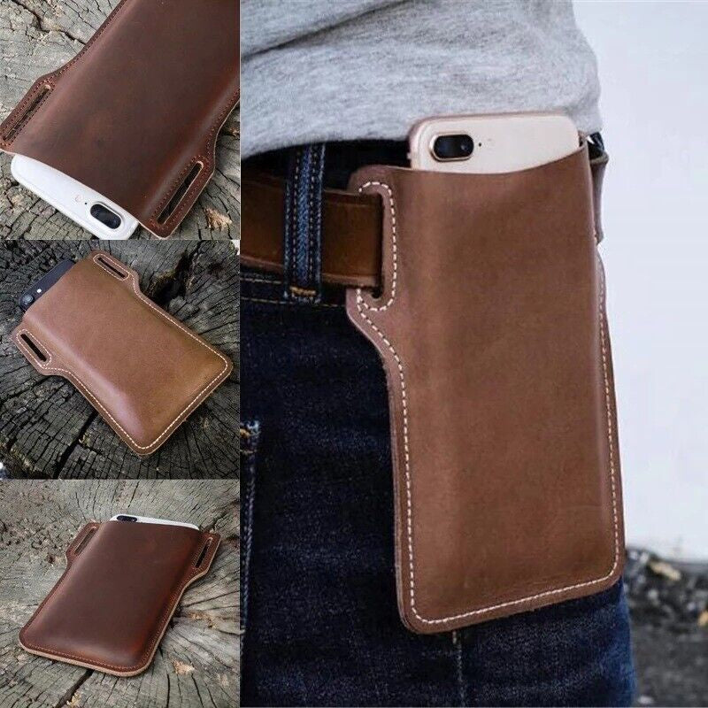 Sleek Men's Leather Waist Holster Pouch - Ultimate Convenience for Your Cell Phone and Essentials