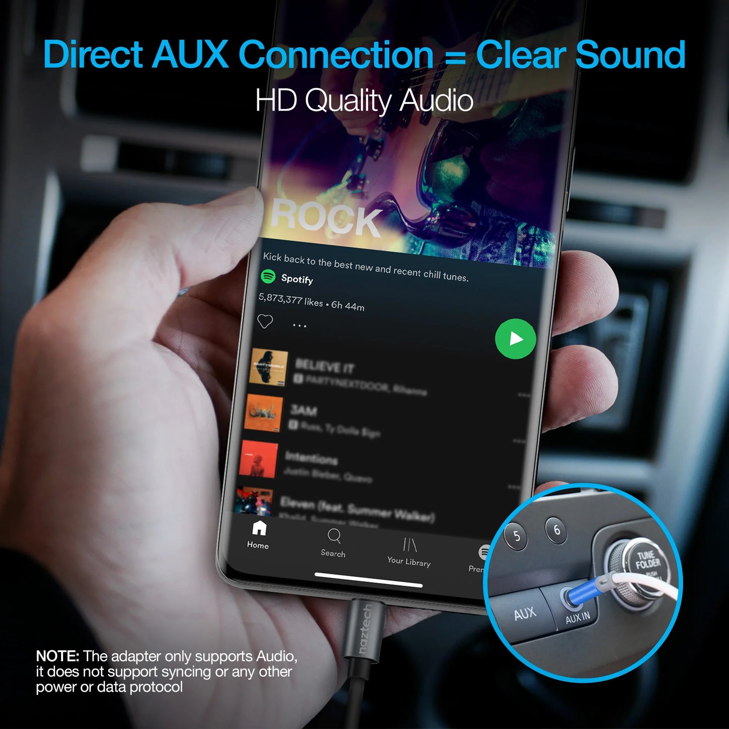 Naztech USB-C to 3.5mm Audio Adapter - Effortless Plug & Play Audio Solution