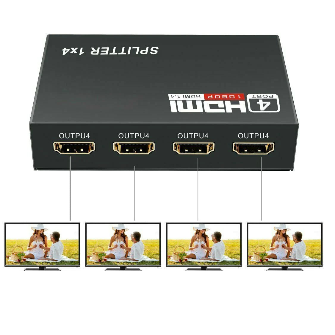 4-Port 4K HDMI Splitter & Amplifier - Seamless 1 Input to 4 Outputs for Stunning 3D HDTV & 1080P Experience