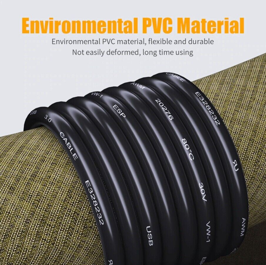 Ultra-Fast 6FT USB 3.0 Male to Male Cable - Durable Metal Design for Data Transfer & Power Charging