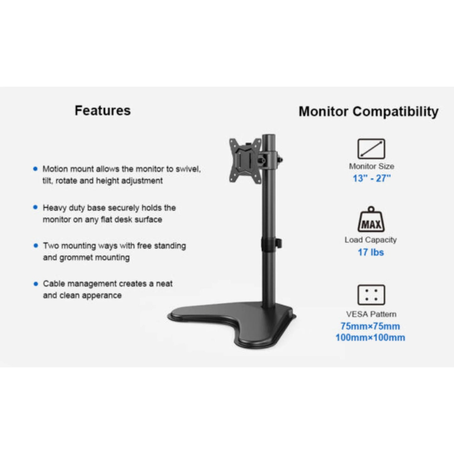 Elevate Your Productivity with the Ergoav Adjustable Desk Stand for 13" to 27" Monitors!