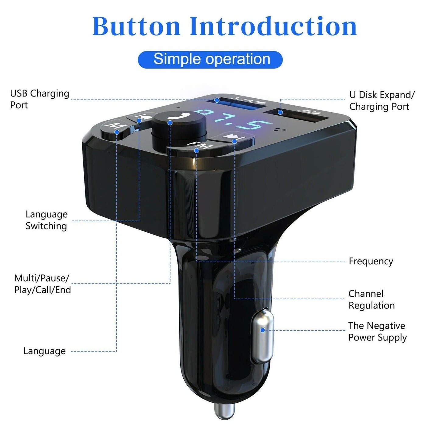 Upgrade Your Drive: Bluetooth FM Transmitter & USB Charger - Wireless Handsfree MP3 Audio Adapter for Cars