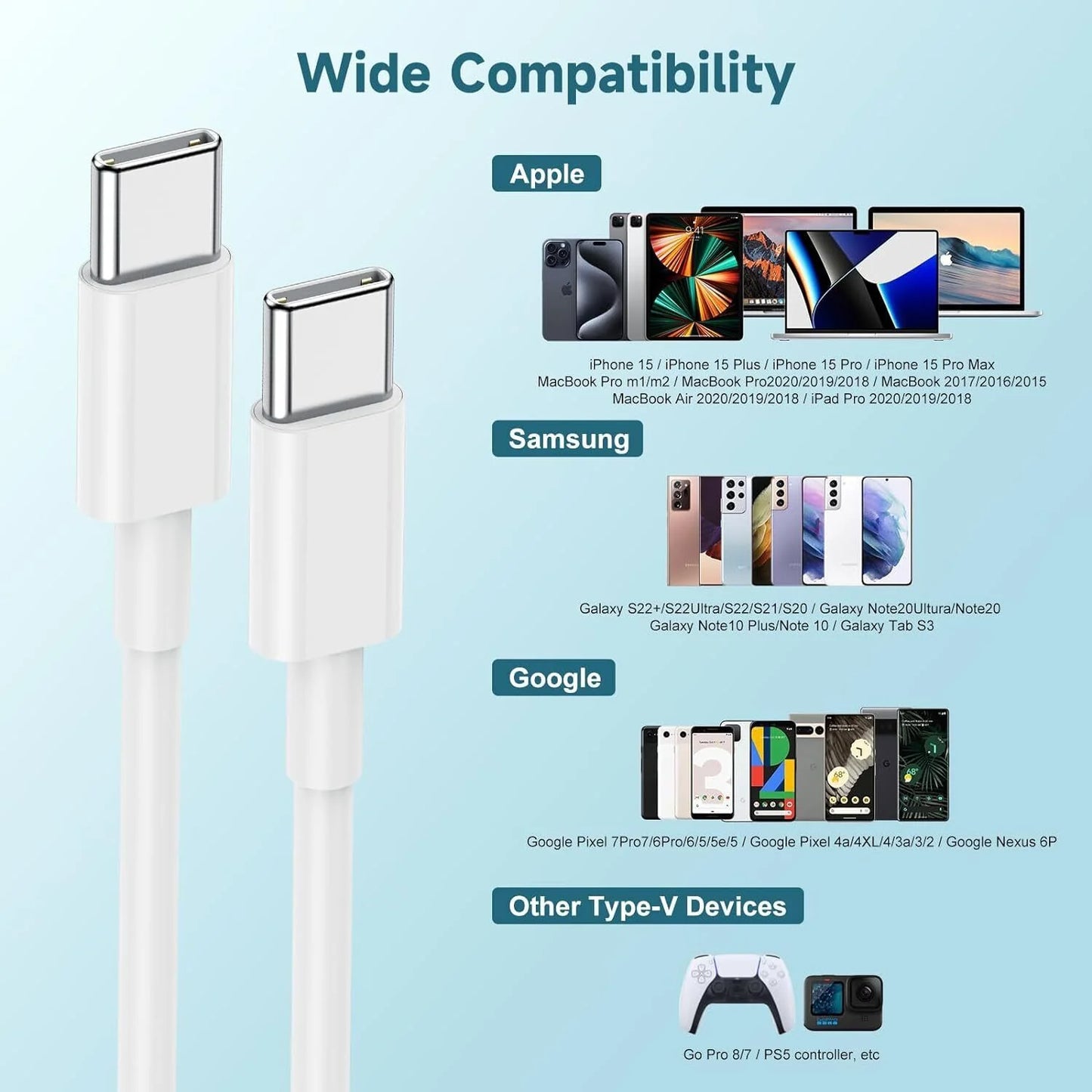 3-Pack 6FT USB-C Fast Charge Cables - Ultimate Rapid Charging Convenience!