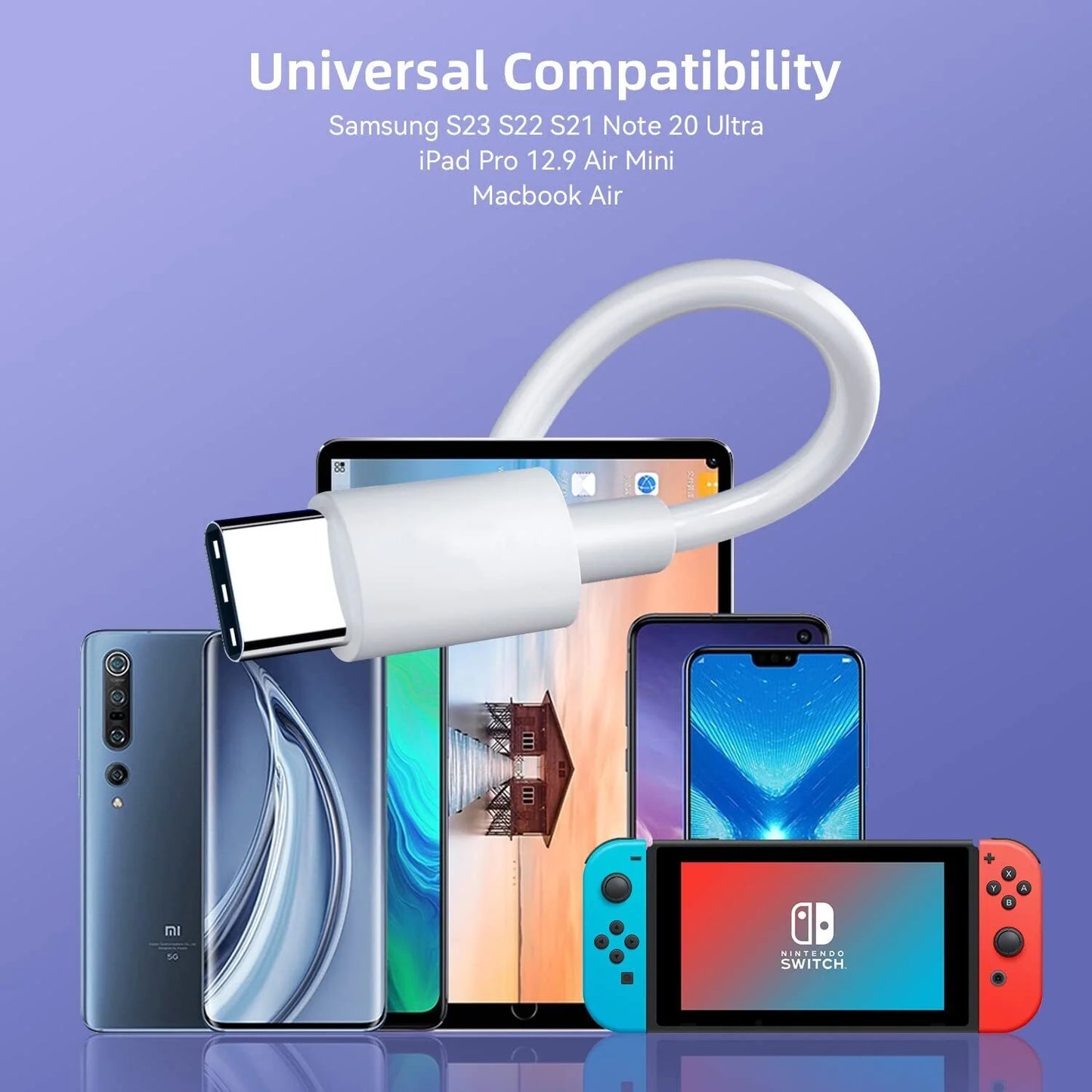 3-Pack 6FT USB-C Fast Charge Cables - Ultimate Rapid Charging Convenience!