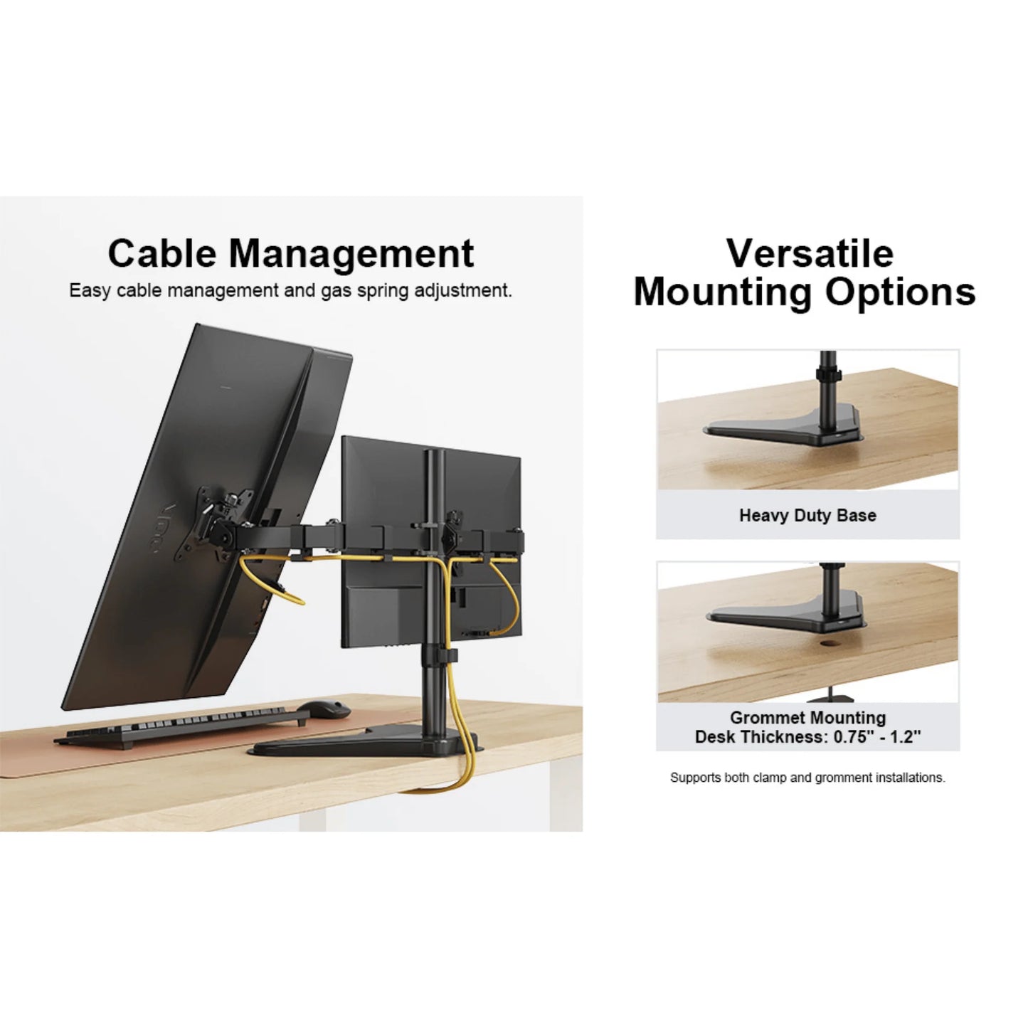 Transform Your Workspace with the Ergoav Dual Monitor Adjustable Desk Stand for 13" to 32" Screens!