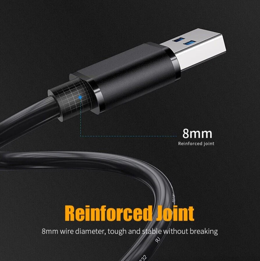 Ultra-Fast 6FT USB 3.0 Male to Male Cable - Durable Metal Design for Data Transfer & Power Charging