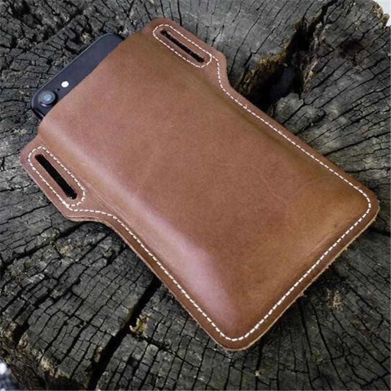 Sleek Men's Leather Waist Holster Pouch - Ultimate Convenience for Your Cell Phone and Essentials