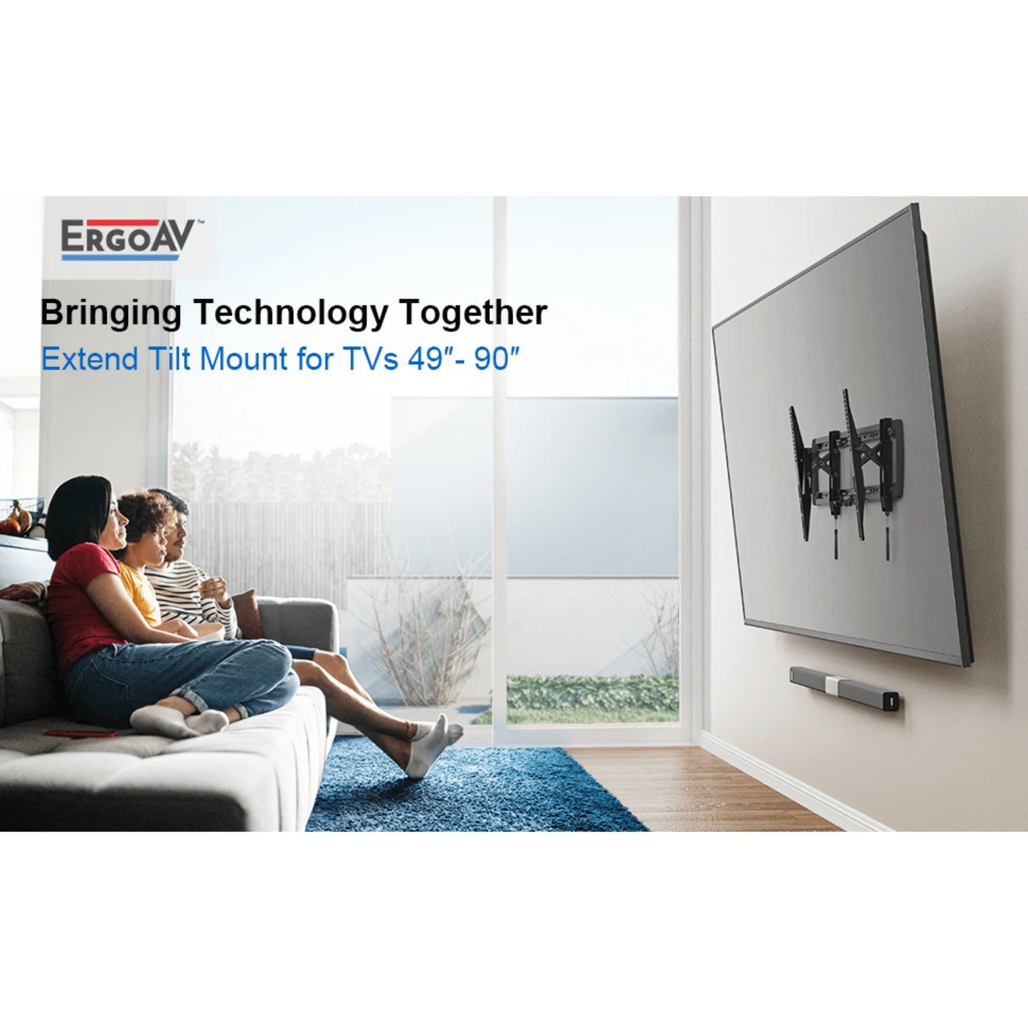 Ergoav Premium Adjustable TV Mount - Ultimate Viewing Experience for 49" to 90" Screens with Extend and Tilt Feature