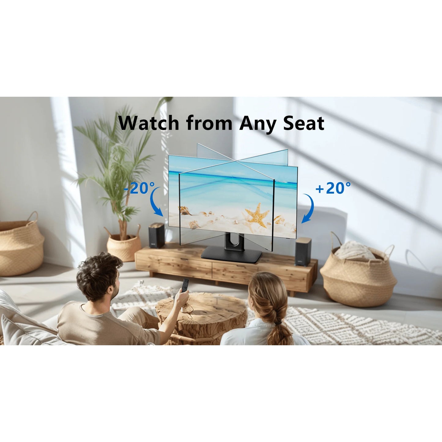 Ergoav Stylish Swivel TV Stand for 86" TVs with Convenient Storage Compartment
