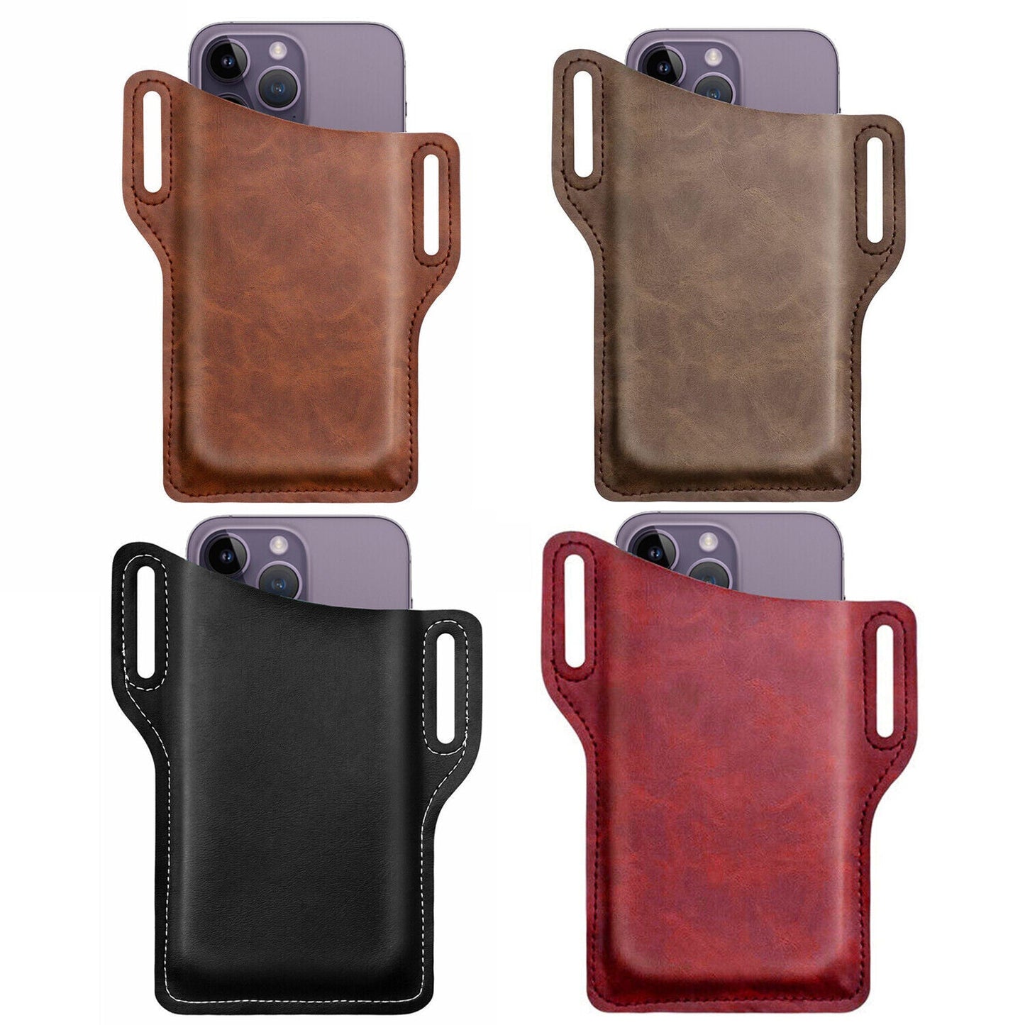 Sleek Men's Leather Waist Holster Pouch - Ultimate Convenience for Your Cell Phone and Essentials