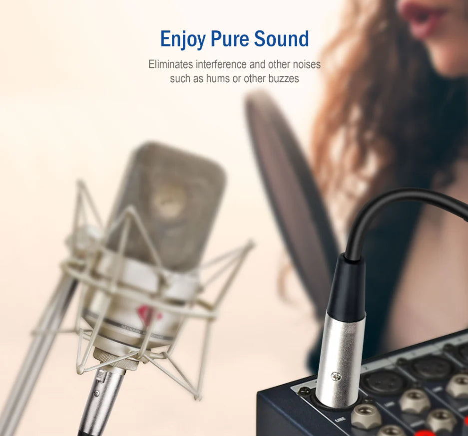 Premium XLR Microphone Extension Cable - 3-Pin Male to Female Shielded Connector for Superior Sound Quality