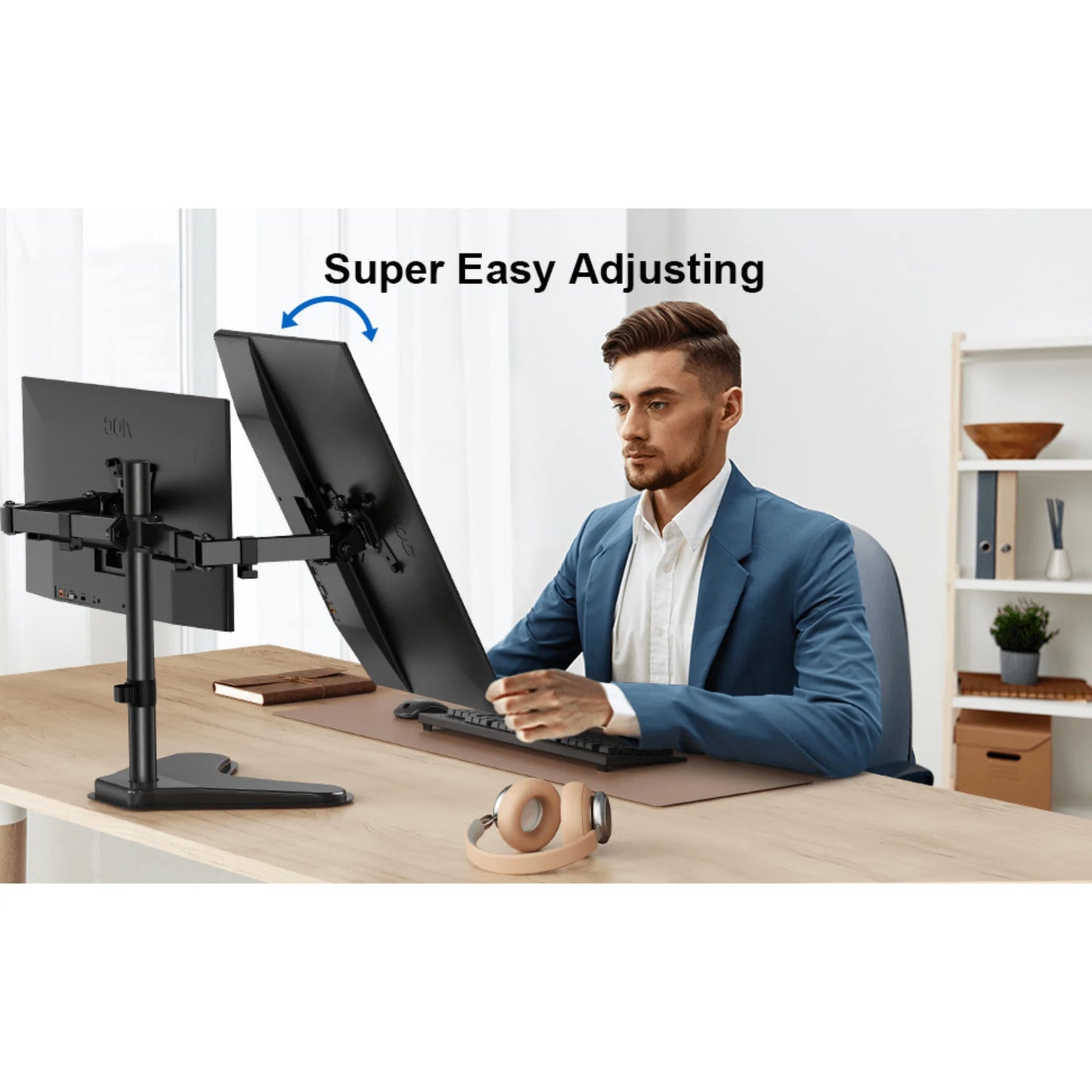 Transform Your Workspace with the Ergoav Dual Monitor Adjustable Desk Stand for 13" to 32" Screens!