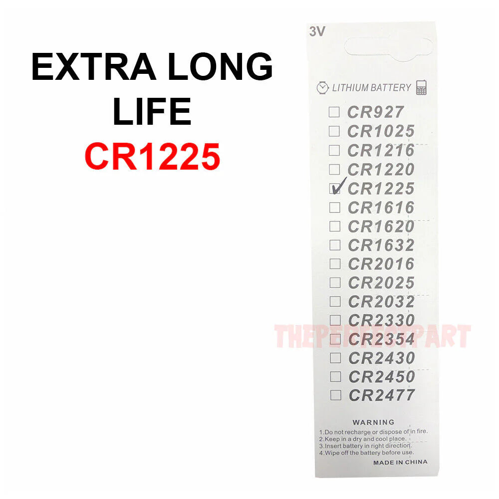 Extra Long Life 3V CR1225 Button Cell Lithium Batteries - 5 Pack for Watches