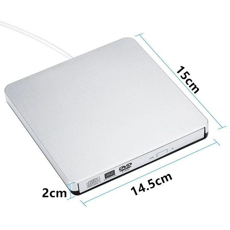Ultra-Slim Portable External DVD Writer - Lightning-Fast Disc Burner for On-the-Go Laptops