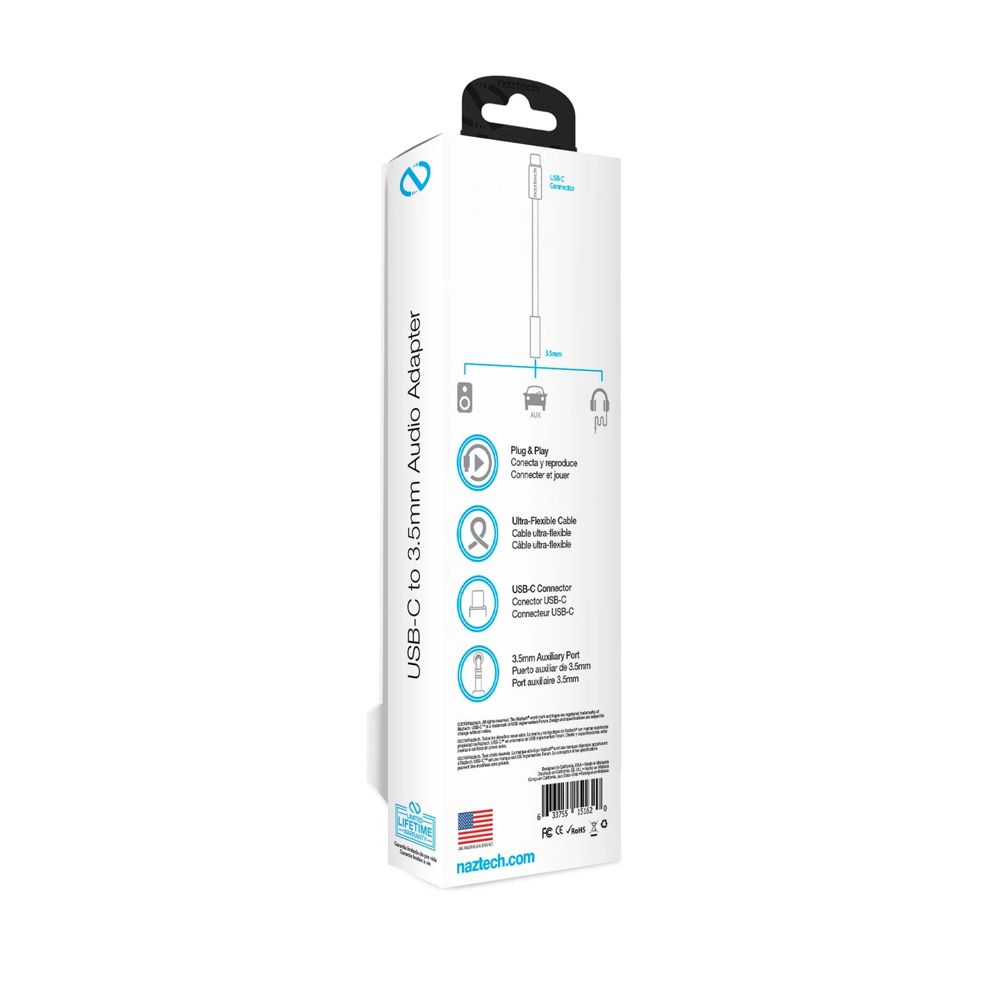 Naztech USB-C to 3.5mm Audio Adapter - Effortless Plug & Play Audio Solution
