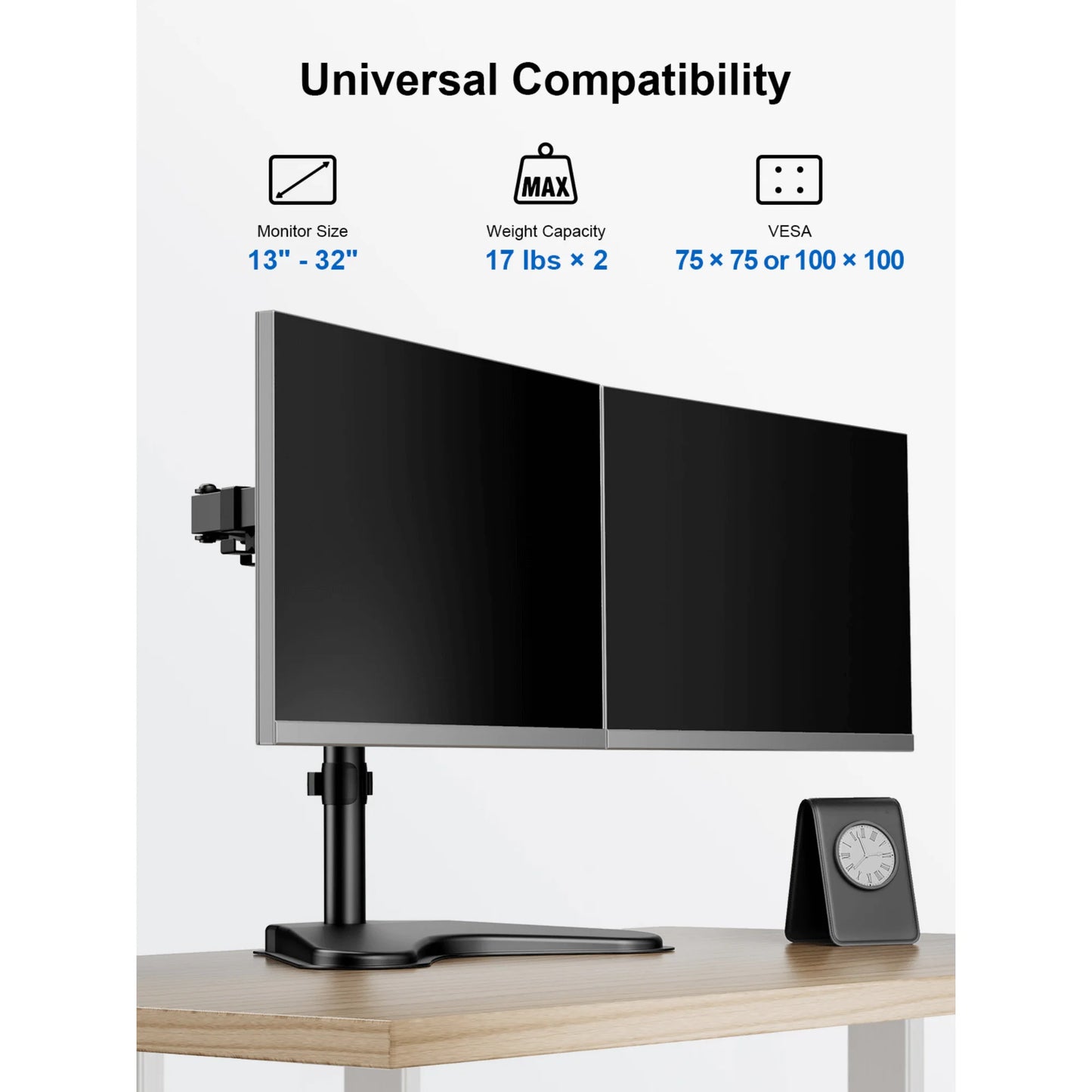 Transform Your Workspace with the Ergoav Dual Monitor Adjustable Desk Stand for 13" to 32" Screens!