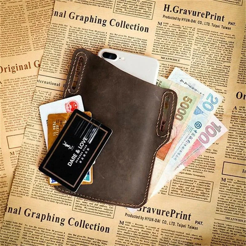 Sleek Men's Leather Waist Holster Pouch - Ultimate Convenience for Your Cell Phone and Essentials
