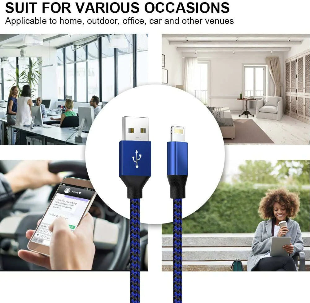 5-Pack Fast Charging USB Cables for iPhone 6-14 Pro - Quick Charge & Ultra-Durable Design