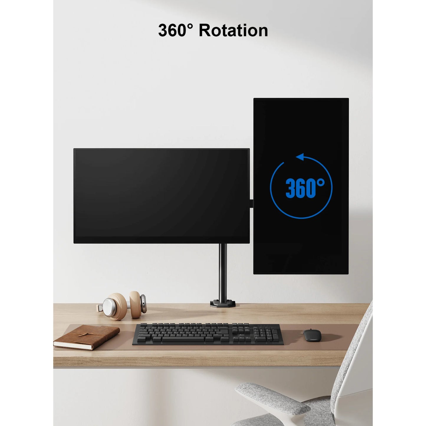 Ergoav Dual Monitor Adjustable Desk Stand - Ideal for 13" to 27" Screens, Holds Up to 17lbs