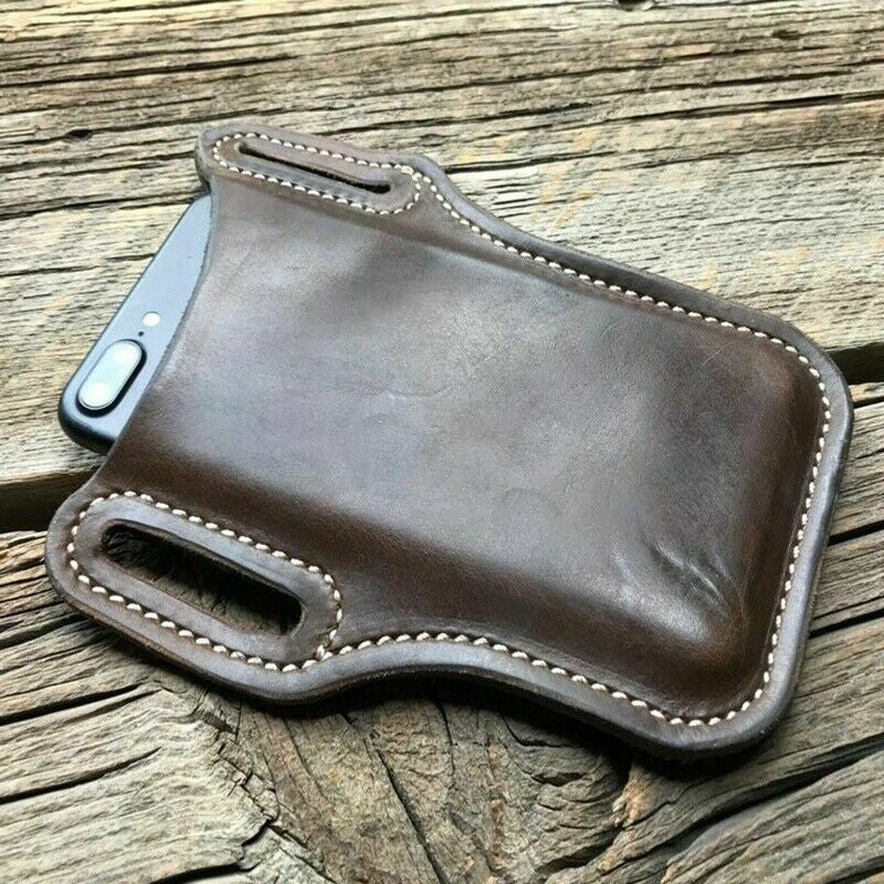 Sleek Men's Leather Waist Holster Pouch - Ultimate Convenience for Your Cell Phone and Essentials