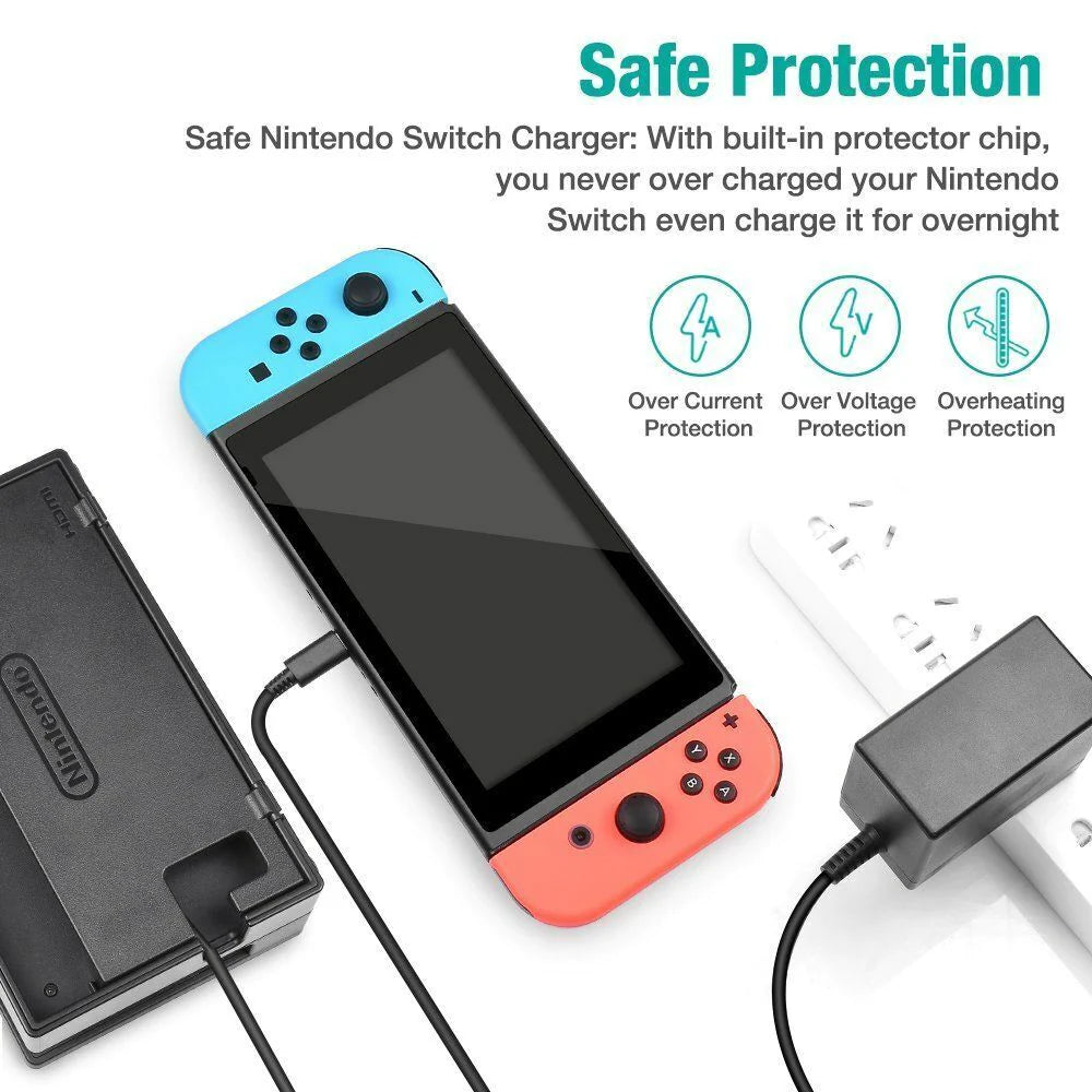 Ultimate Fast-Charging AC Power Supply Adapter for Nintendo Switch - High-Speed 2.4A Home & Travel Charger
