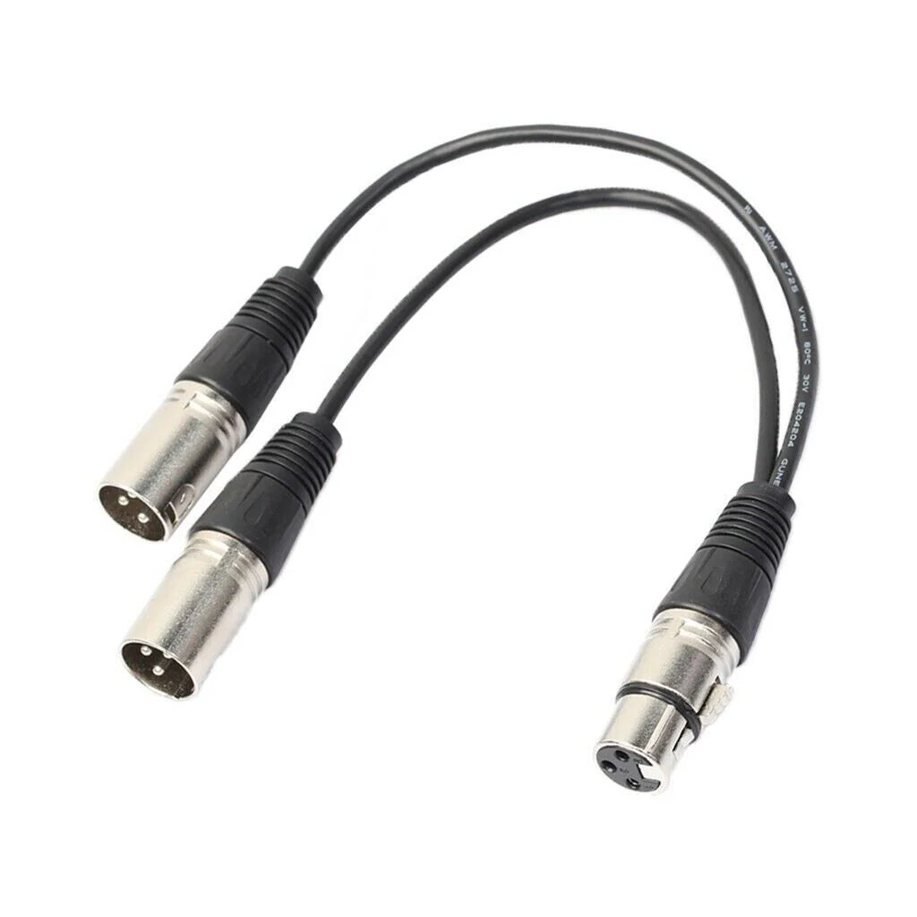 Dual Male Y Splitter Cable Adapter - 3Pin XLR Female to Dual Male for Microphones - USA