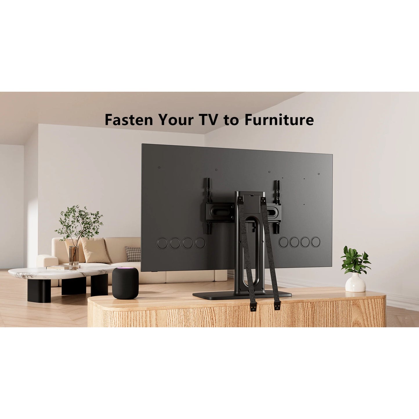 Ergoav Stylish Swivel TV Stand for 86" TVs with Convenient Storage Compartment
