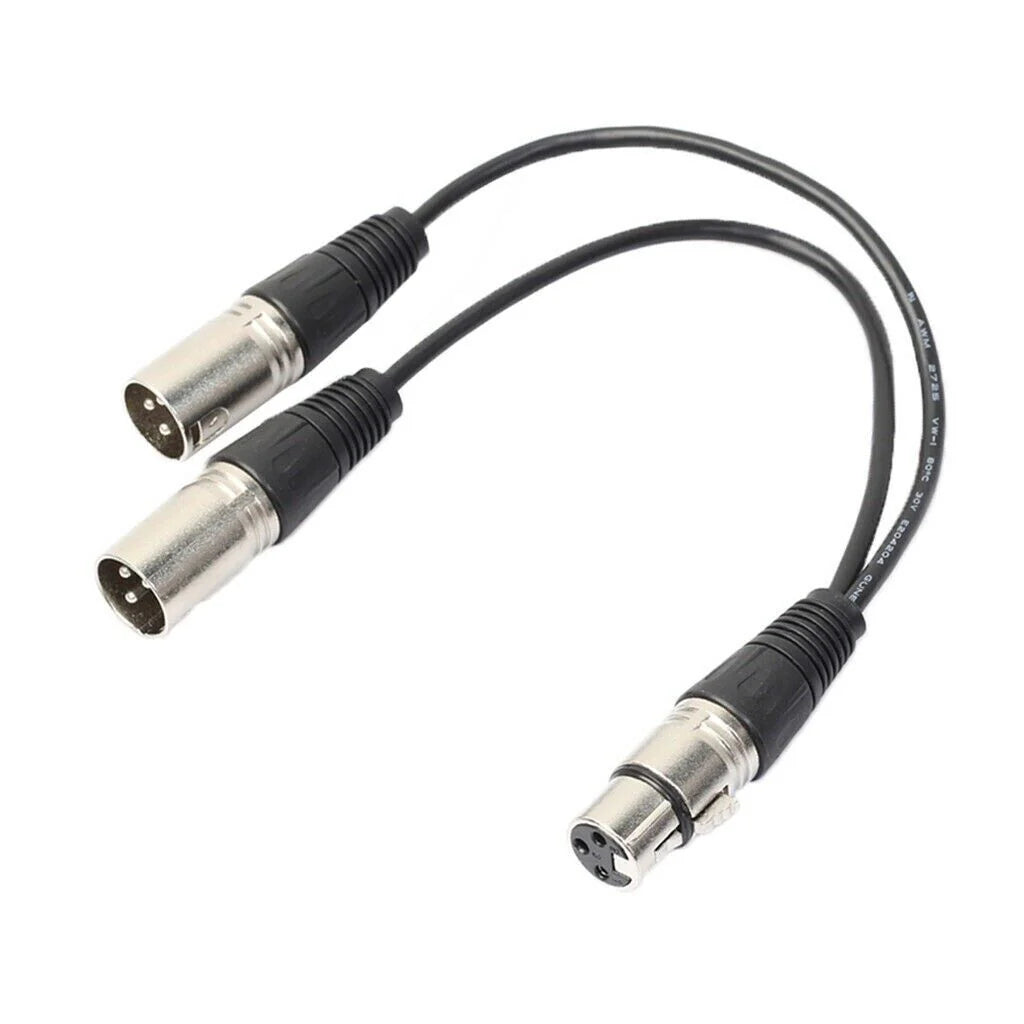 Dual Male Y Splitter Cable Adapter - 3Pin XLR Female to Dual Male for Microphones - USA