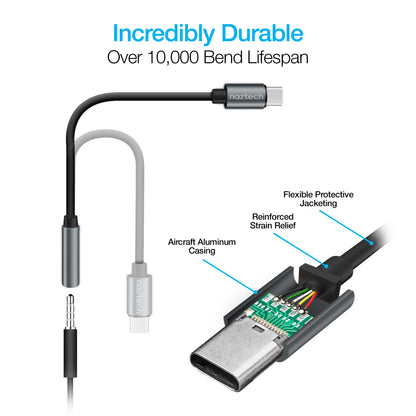 Naztech USB-C to 3.5mm Audio Adapter - Effortless Plug & Play Audio Solution