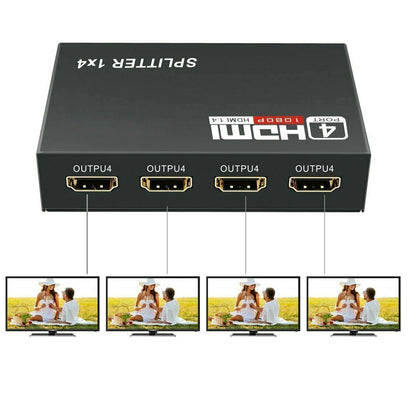 4-Port 4K HDMI Splitter & Amplifier - Seamless 1 Input to 4 Outputs for Stunning 3D HDTV & 1080P Experience