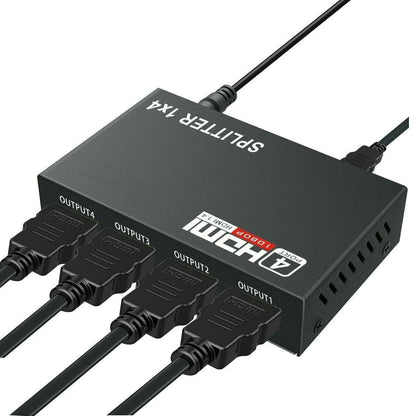 4-Port 4K HDMI Splitter & Amplifier - Seamless 1 Input to 4 Outputs for Stunning 3D HDTV & 1080P Experience