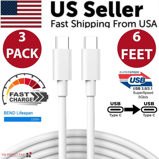 3-Pack 6FT USB-C Fast Charge Cables - Ultimate Rapid Charging Convenience!