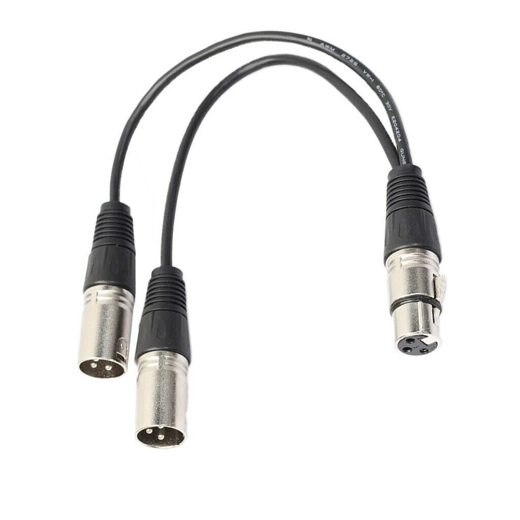 Dual Male Y Splitter Cable Adapter - 3Pin XLR Female to Dual Male for Microphones - USA