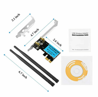 Ultra-Fast 1200Mbps Dual Band WiFi PCI-E Adapter - AX210 802.11AX for Unmatched Connectivity