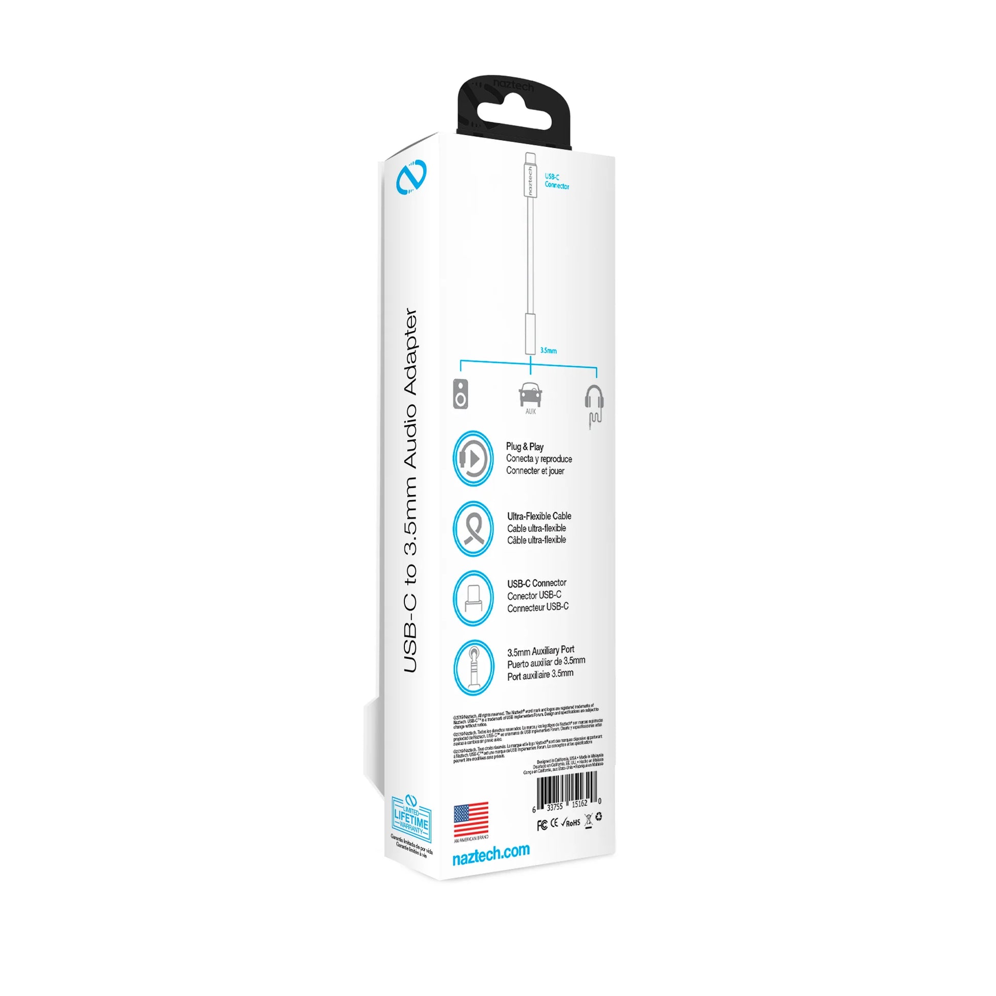 Naztech USB-C to 3.5mm Audio Adapter - Effortless Plug & Play Audio Solution